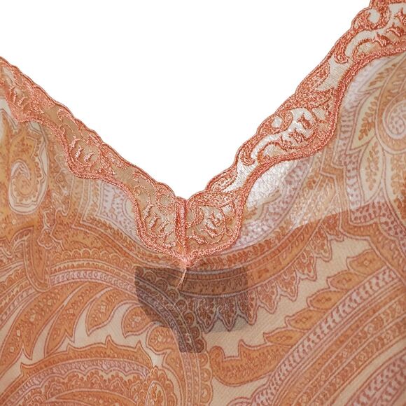 Vintage Bed Of Roses Sheer Slip Size S Paisley Fairy Coquette Ballet Peach Women - Picture 3 of 10